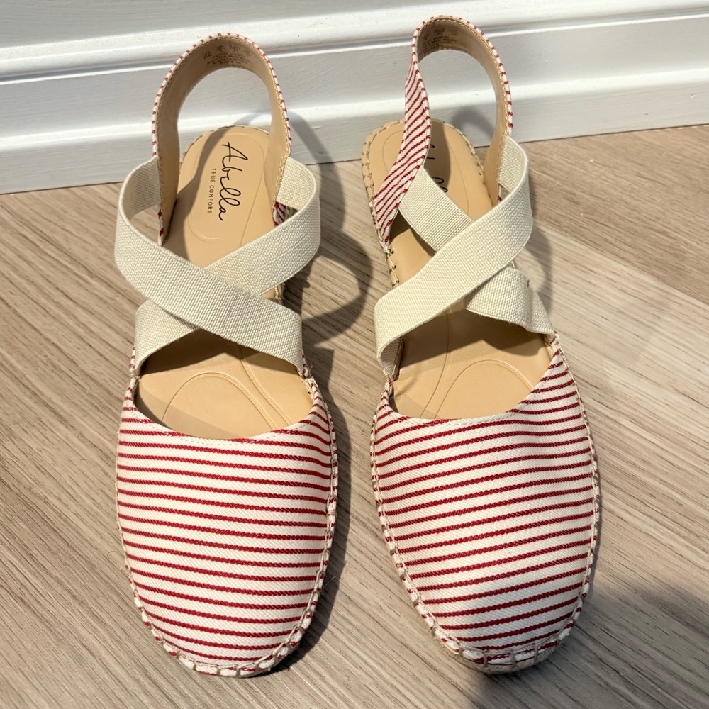 Abella Red and White Striped Espadrilles
